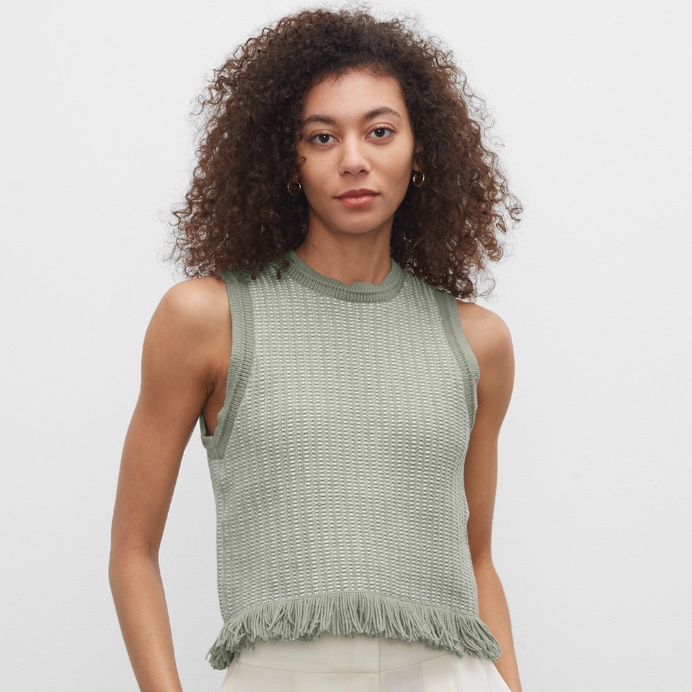 NWOT Club Monaco Knit Fringe Top- Large